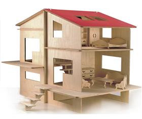 Składany drewniany domek dla lalek 